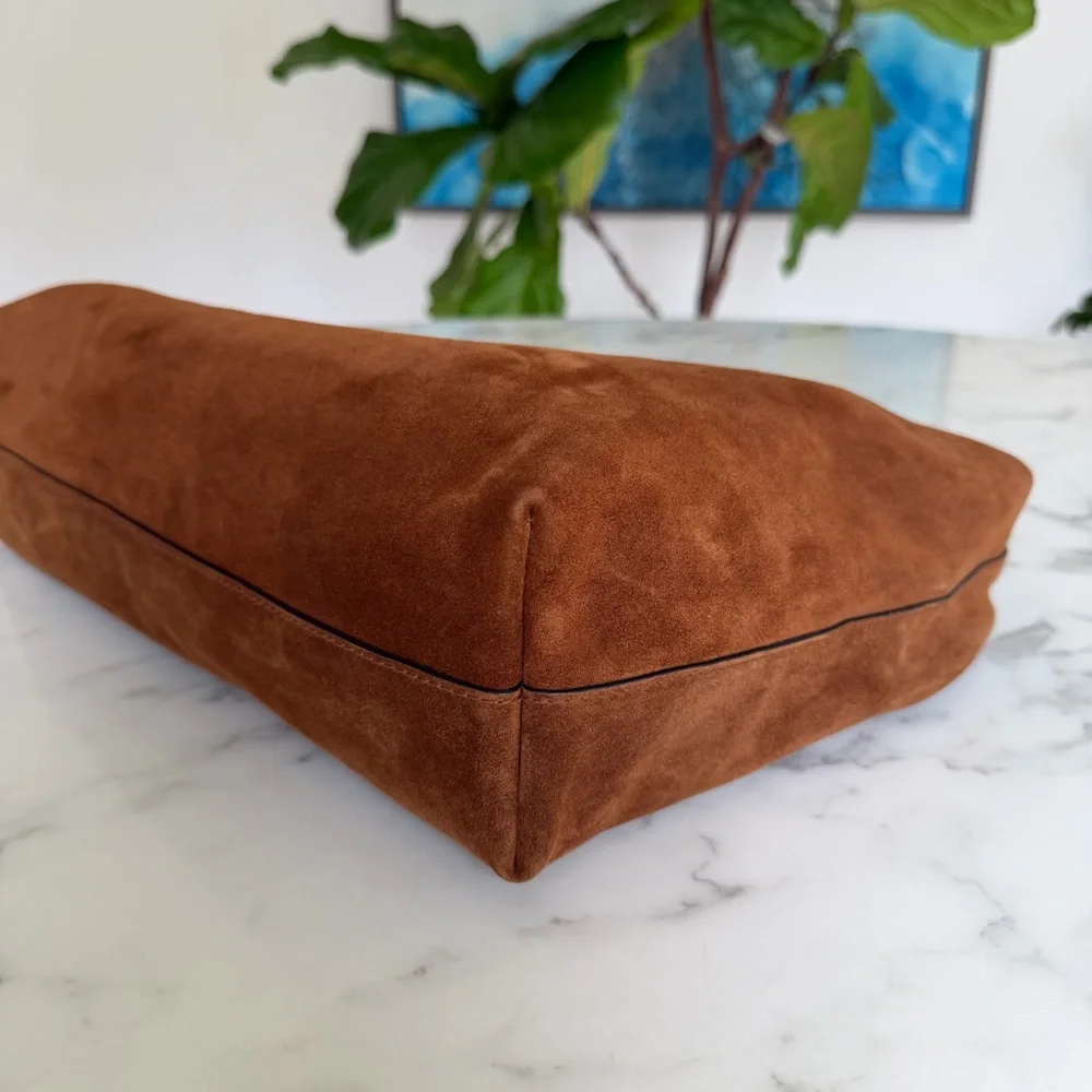 NWT Madewell The Mylie Shoulder Bag in Italian Suede Russet Multi Whiskey Brown - Picture 7 of 14